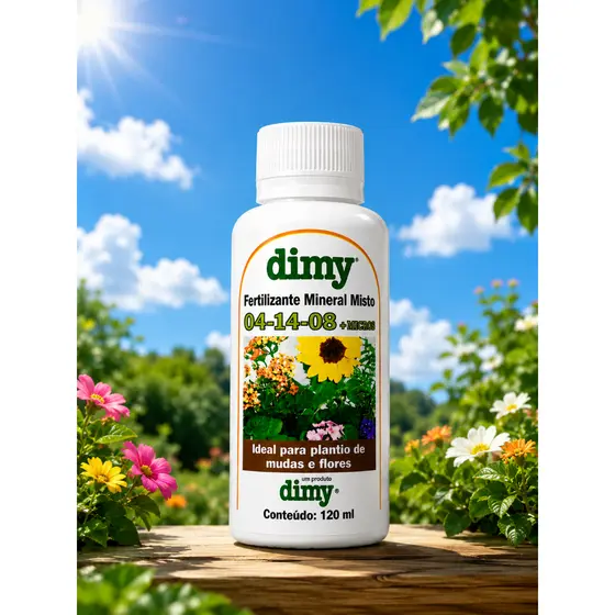 Adubo Fertilizante Dimy NPK 04-14-08 + Micros 120ml Ideal para Mudas e Flores