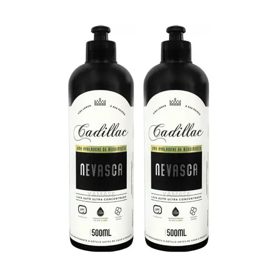 Kit 2 Shampoo Auto Cadillac Nevasca 500 ml Hiper Concentrado Alta Espumação
