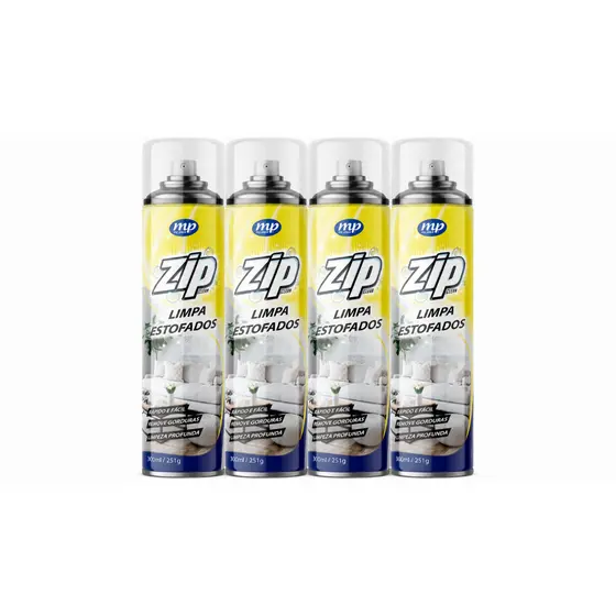 Zip 1 ou  4 Unidades Zip Limpa Estofados Spray 300ml
