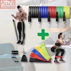 Kit Treino 11 Itens Elástico Extensor 5 Mini Band Exercício Em Casa Fortalecedor De Músculos Fitness