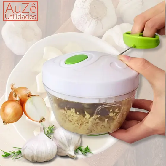 Mini Processador De Alimentos Triturador Manual 3 Lâminas Legumes alho Vegetais 500ml