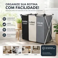 Cesto Roupa Suja cesto de roupa suja moderno Dobravel 3 Compartimentos Organizador Grande