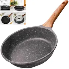Frigideira Antiaderente de Alumínio Revestimento Cerâmico Funda Cabo Madeira Não Gruda 28cm 26cm 24cm
