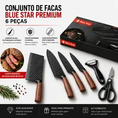 Conjunto De Facas Inox 6 Peças Antiaderente Com Cabo Reforçado Descascador E Tesoura Cozinha