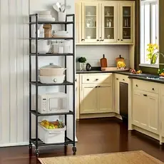 Estante Multiuso Em Metal Prateleira Armazenamento Móvel Organizadora De Banheiro Cozinha 3/4/5/6 Camadas