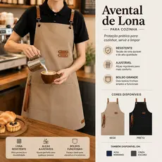 Avental Unissex Cozinha Profissional Dois Bolsos Frontal Ajustável