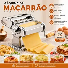 Máquina Macarrão 3 Massas Caseira Cilindro Inox Lasanha Fettuccine Pastel Bestfer Manivela