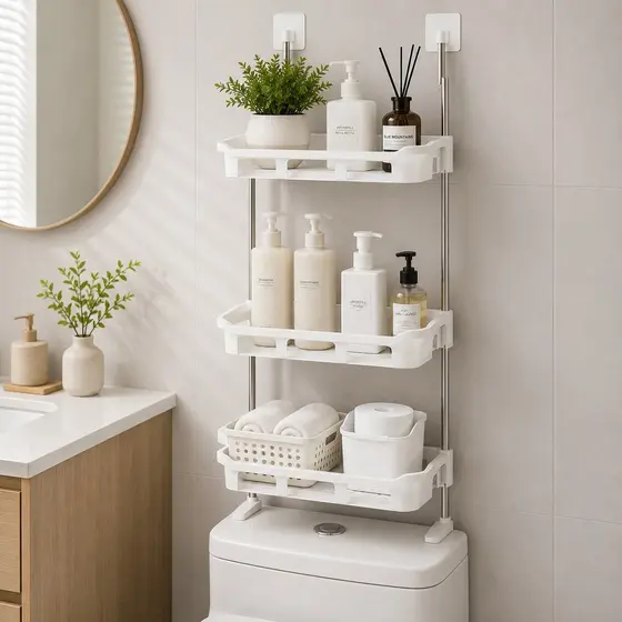 Organizador de Banheiro 3 Andares com Rack Plástico Resistente para Cozinha e Lavabo