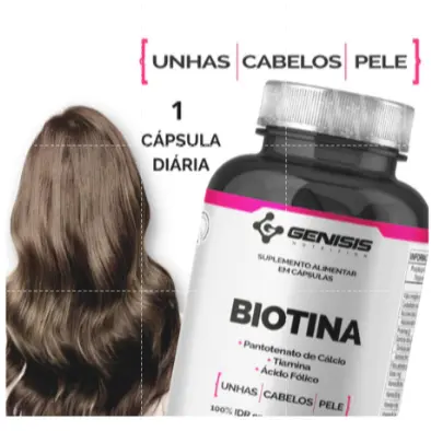 BIOTINA – SAÚDE DO CABELO, PELE E UNHAS – (SUPER CONCENTRADO) - 30 Cápsulas