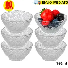 Jogo Kit Conjunto de Taça Sobremesa Toffee Rocks 6X1 150 ml Vidro Resistente Elegante