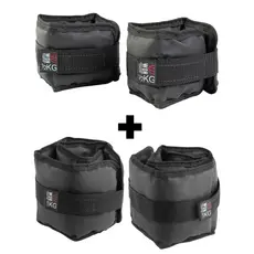 Kit Par Caneleiras 0,5kg + 1kg Profissional Won Tornozeleira de Peso Academia Treino Funcional Preto