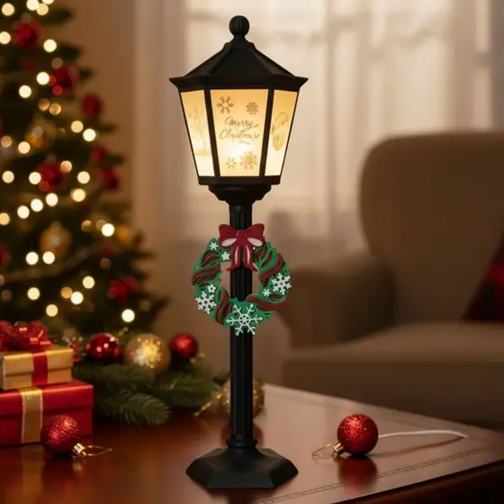 Poste Luminaria Abajur Led de Mesa Natalina Estilo Londres