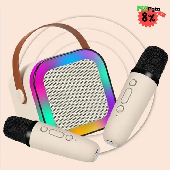 Caixa De Som Com Microfone Alto-Falante Karaokê sem fio Bluetooth Portátil
