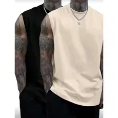 Kit 2 Regatas Machão Camiseta Camisa Cavada Algodão Masculina Casual Treino Lisa Esporte Casual