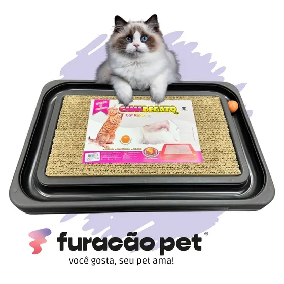 Arranhador para Gatos com Bolinha Cama de Gato Cat Relax Furacão Pet Grande Interativo Anti-Stress Rosa