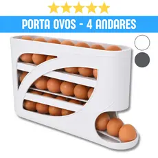 Porta Ovos 4 Andares | Organizador Geladeira Casa Cozinha | Suporte Empilhável Economia Espaço