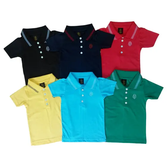 Camisa Polo Manga Curta Premium Diversas Cores Menino Infantil Sofisticada