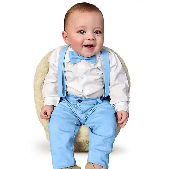 Conjunto Bory Azul Bebê Social Para Bebês RN 0 a 11 Meses Looks Para Bebê Social Batizado Casamento