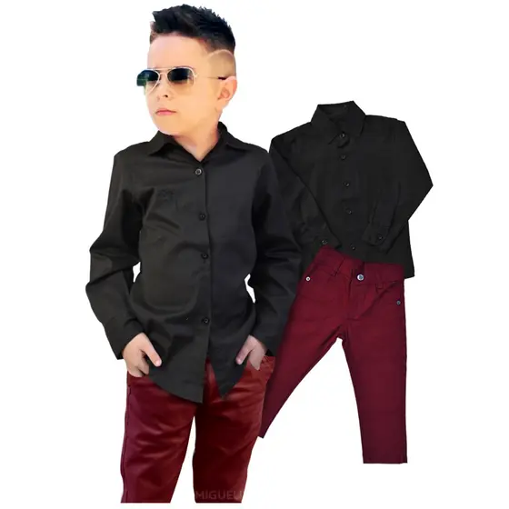 Conjunto De Camisa Preta E Calça Variação De Cor Formatura Para Passeios Looks sociais Dia a Dia