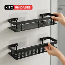 Kit 2 Suporte para Banheiro Porta Shampoo Box Preto