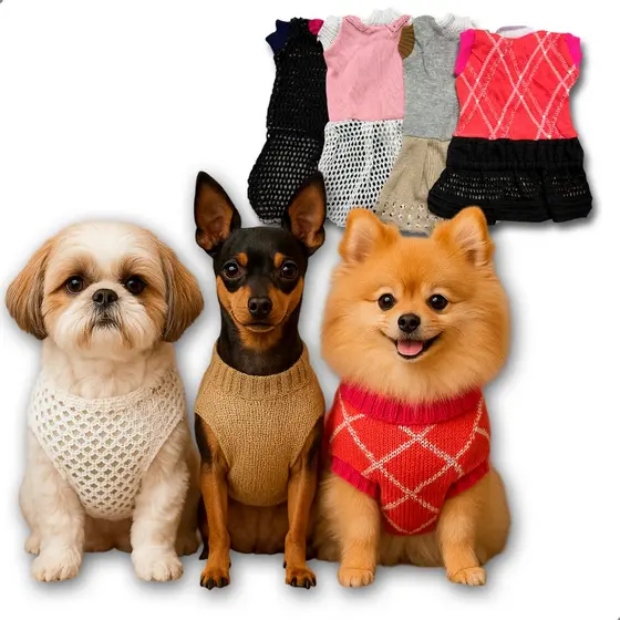 Vestido Pet Malha Tamanho Único Para Cachorro Feminino Confortável Macio Aconchegante Cores Variadas