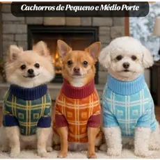Suéter para Cachorro Pequeno e Médio Lã Tricot Quentinho Macio Inverno Pet Cores Sortidas