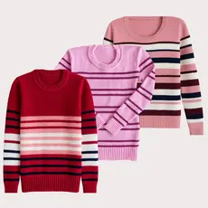 Kit 3 Suéter Tricô Infantil Menina Cores Sortidas