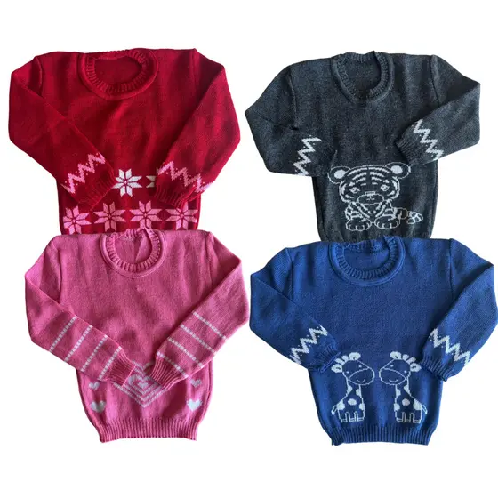 Kit 2 Suéter Tricô Bebê Unissex Cores Sortidas Inverno