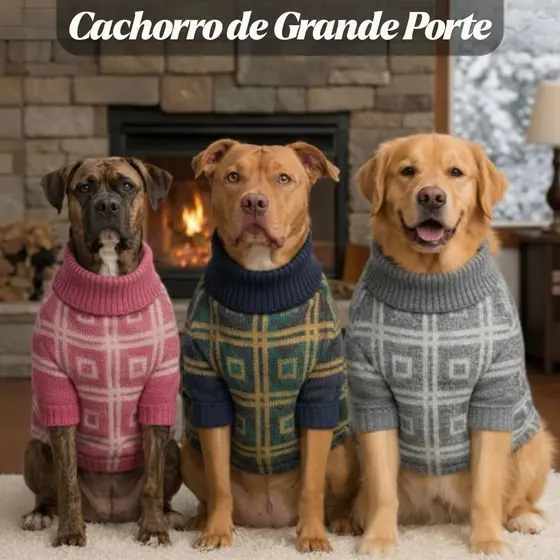 Roupa de Lã para Cachorro Grande Conforto  Tricot GG XG XXG Macia Fácil de Vestir Dias Frios Sortida