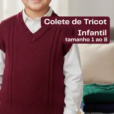 Colete de Tricot Infantil Masculino Quentinho e Reforçado – Tamanhos 1 ao 8 – Malha Macia e Confortável