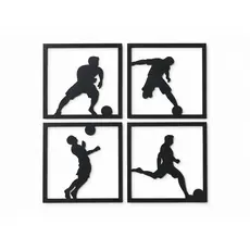 Kit Quadros Futebol Jogadores MDF Preto 3mm Decoração Esportiva Para Quarto Sala Escritório
