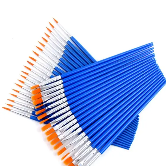 Conjunto de 40 ou 20 Pincéis de Nylon para Pintura – Ideais para Guache, Aquarela e Acrílica (Pontas Finas e Chatas)