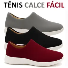 Tênis Meia Feminino Calce Fácil Botinha Ortopédico Esportivo Slip On Casual Confortável Academia