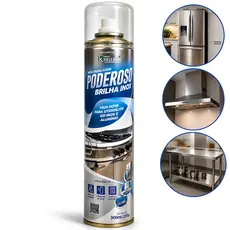 Limpa Inox Spray Poderoso Brilha Remove Manchas Protege Inox Alumínio Geladeira Fogão Cozinha 300ml