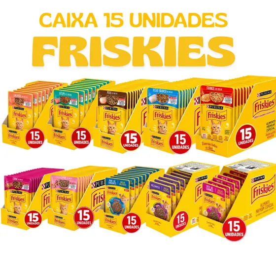 Caixa 15 Sachê Friskies Para Gatos Adultos 85g