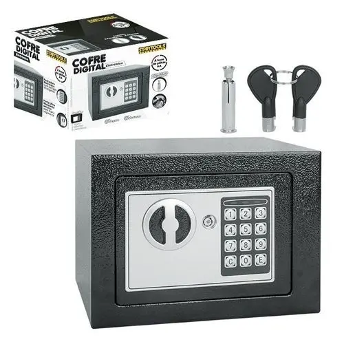 Cofre Digital Eletronico Preto Seguranca Alta Codigo Personalizado Chave Acesso Duplo Portatil