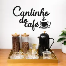 Kit Cantinho do Café para Decoração de Cozinha em Mdf Preto Fosco com Fita Dupla Face