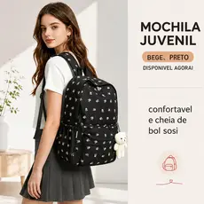 JAMI JAMI Mochila delicada para adolescentes, zíper resistente e bolsos laterais para organização escolar diária X012