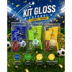 Kit Gloss Futebol Com Apito e Chaveiro Torcedor Presente Criativo Copa