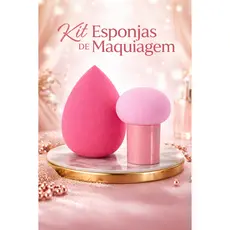 Kit Esponjas de Maquiagem Profissional 2un – 1 Gota + 1 Esponja Cogumelo Base Corretivo Acabamento Perfeito