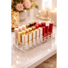 Porta Batom Acrílico 24 Espaços | Organizador de Batons e Maquiagem | Porta Lipstick Transparente | Organizador