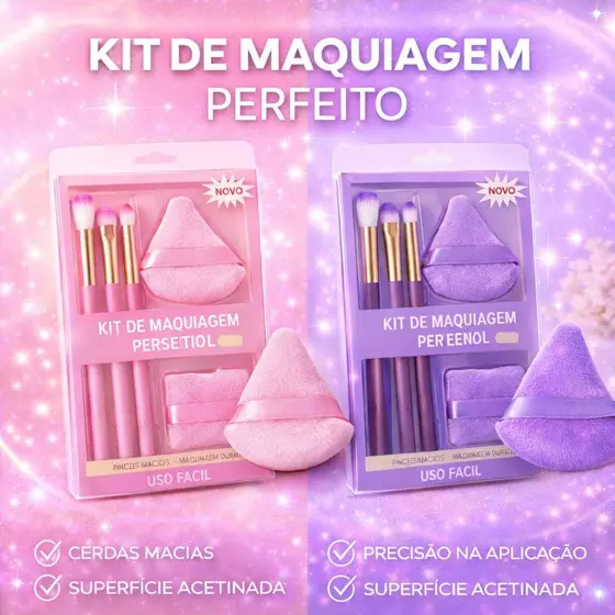 KIT DE PINCÉIS DE MAQUIAGEM PERFEITO E PRÁTICO