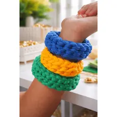 Bracelete Crochê Brasil da VIRGINIA | Pulseira Artesanal| Acessório Copa do Mundo | Bracelete Estilo Boho
