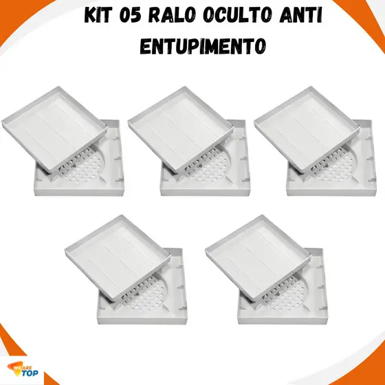 Kit 5 Ralo 10x10 Protetor de Ralo Banheiro Anti Entupimento Anti Odor Ralo Oculto Filtro de Cabelo Universal Top