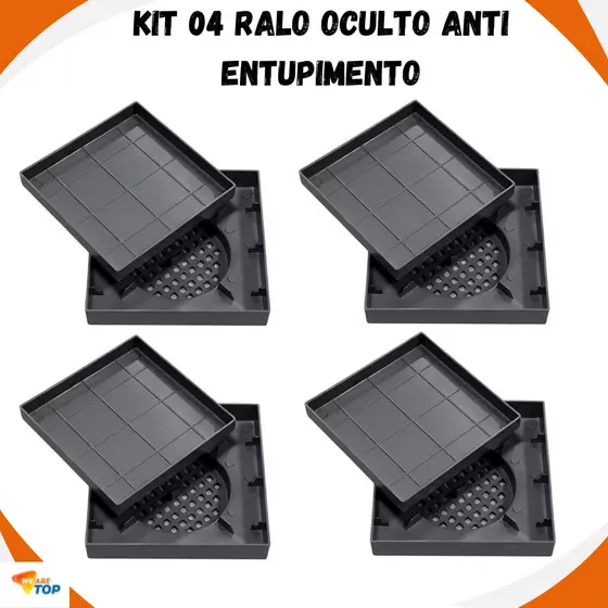 Kit 4 Ralo 10x10 Protetor de Ralo Banheiro Anti Entupimento Anti Odor Ralo Oculto Filtro de Cabelo Universal  Top