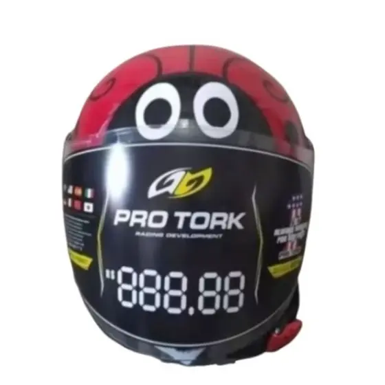 capacete personalizado adesivado joaninha vermelha, Protork viseira transparente