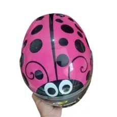 Capacete aberto personalizado adesivado joaninha rosa,protork,viseira transparente