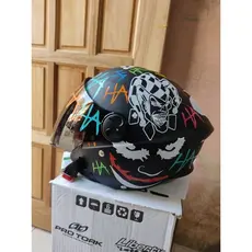 Capacete personalizado protork, coringa viseira fumê hahaha,preto fosco