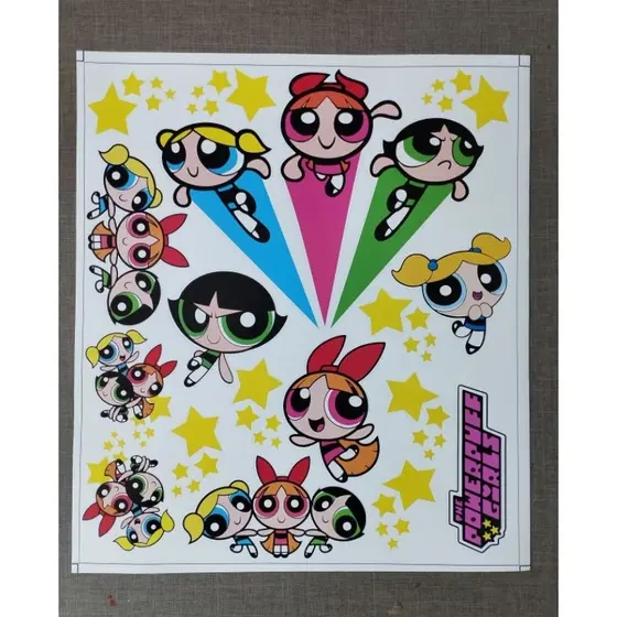 Cartela de adesivo para capacete ,meninas super poderosas