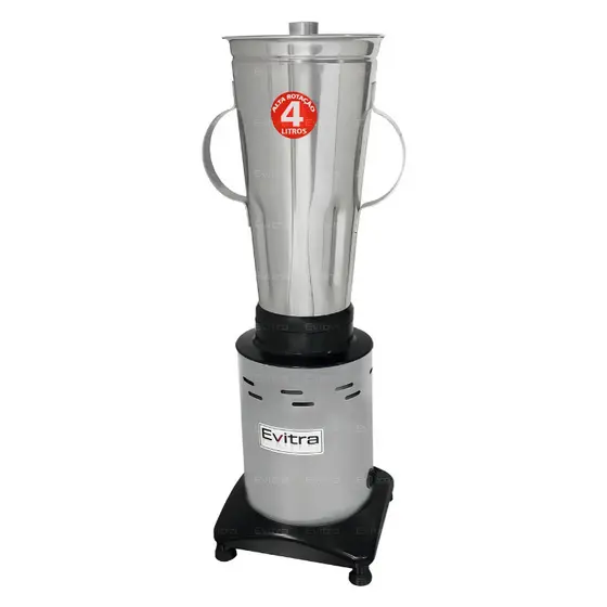 Liquidificador Industrial 4 Litros Turbo Alta Rotação Jarra de Aço Inoxidável Preto e Prata Evitra=Oferta Especial